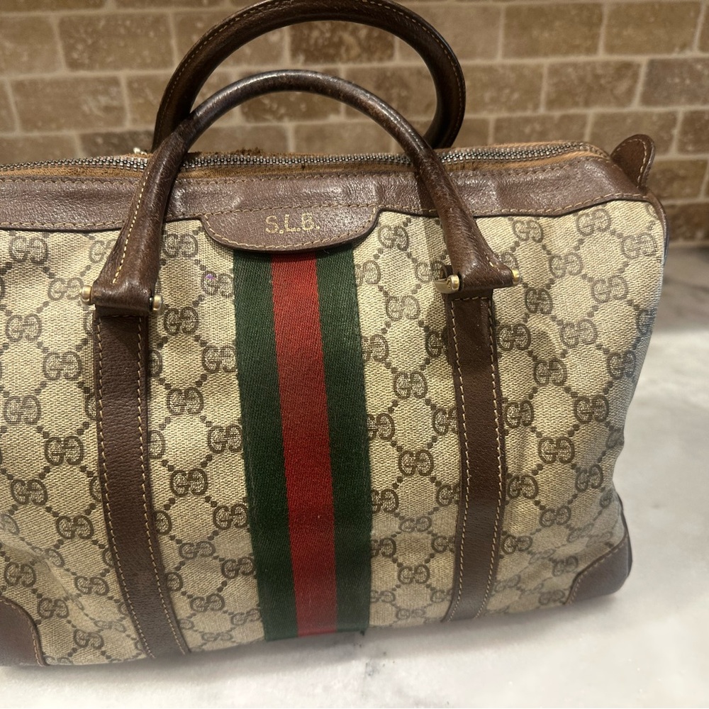 Gucci Beige and Brown Monogram Bag